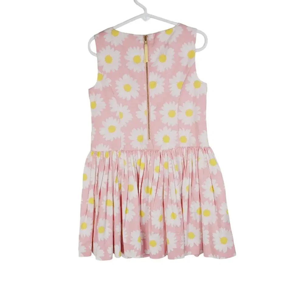 J.Crew Crewcuts girls pink daisy floral print sleeveless pleated sun dress